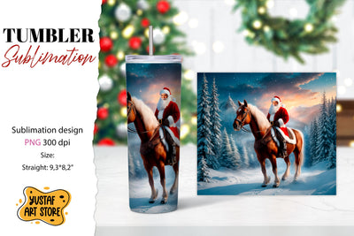 Christmas tumbler sublimation.Santa Claus and horse tumbler Sublimation Yustaf Art Store 