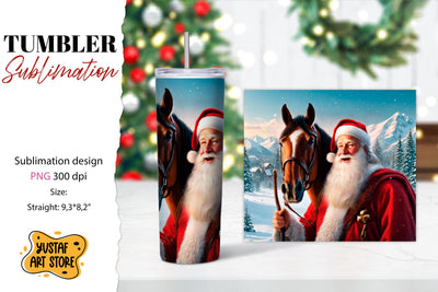 Christmas tumbler sublimation.Santa Claus and horse tumbler Sublimation Yustaf Art Store 