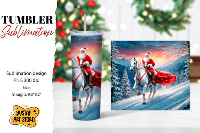 Christmas tumbler sublimation.Santa Claus and horse tumbler Sublimation Yustaf Art Store 