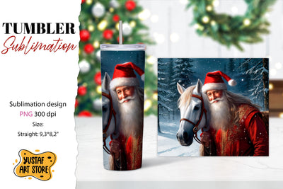 Christmas tumbler sublimation.Santa Claus and horse tumbler Sublimation Yustaf Art Store 