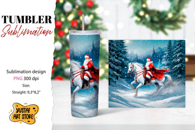 Christmas tumbler sublimation.Santa Claus and horse tumbler Sublimation Yustaf Art Store 