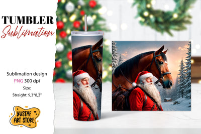 Christmas tumbler sublimation.Santa Claus and horse tumbler Sublimation Yustaf Art Store 
