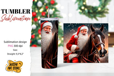 Christmas tumbler sublimation.Santa Claus and horse tumbler Sublimation Yustaf Art Store 