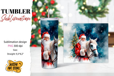 Christmas tumbler sublimation.Santa Claus and horse tumbler Sublimation Yustaf Art Store 