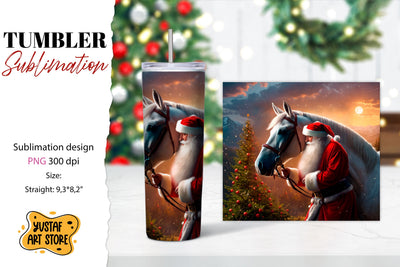 Christmas tumbler sublimation.Santa Claus and horse tumbler Sublimation Yustaf Art Store 