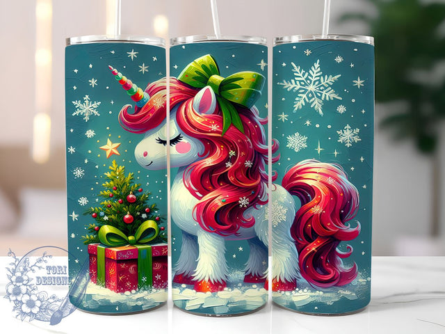 Christmas Tumbler, Unicorn Sublimation, Holiday Drinkware, Cute Unicorn Design, Festive Gift, Winter Decor, Personalized Tumbler, Magical Christmas Sublimation ToriDesigns 