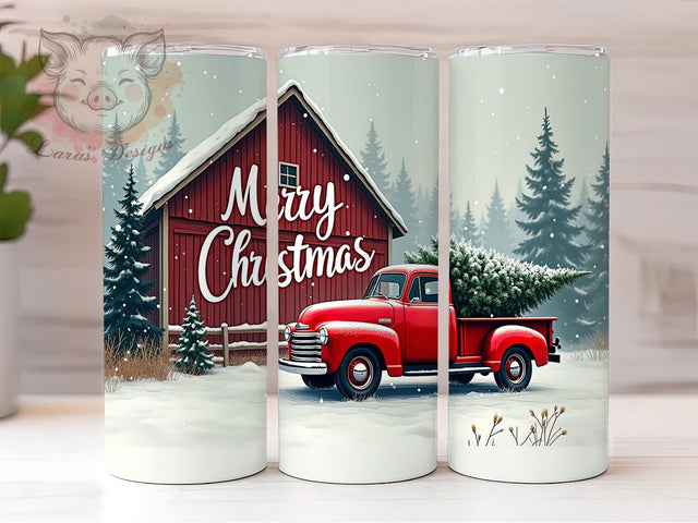 Christmas Tumbler, Vintage Truck Design, Holiday Sublimation, 20oz Tumbler Wrap, Merry Christmas Gift, Farmhouse Christmas, Digital Download, Festive Decor Sublimation Lara' s Designs 