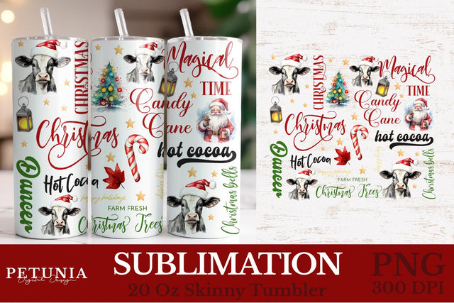 Christmas Tumbler Wrap | 20 oz Sublimation Tumbler Designs Sublimation Petunia Digital Design 