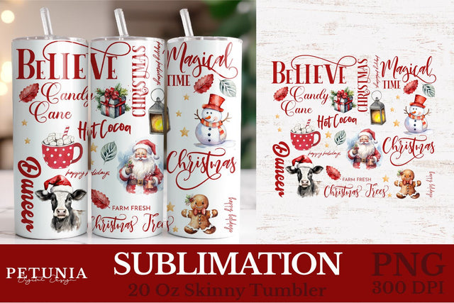 Christmas Tumbler Wrap | 20 oz Sublimation Tumbler Designs Sublimation Petunia Digital Design 