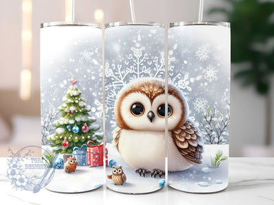 Christmas Tumbler Wrap 20oz, Owl Tumbler Sublimation Design, Christmas Woodland Animal Tumbler PNG, Xmas Tumbler Wrap Snowy Owl Png Sublimation ToriDesigns 