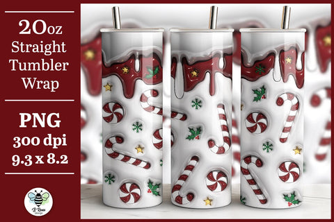 Christmas Tumbler Wrap | 3D Inflated Sublimation PNG Sublimation B Renee Design 