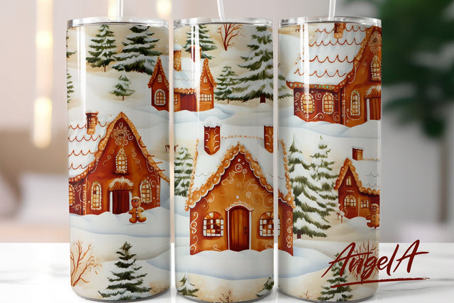 Christmas tumbler wrap / Christmas gingerbread tumbler Sublimation Angelina Semenova 