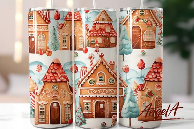 Christmas tumbler wrap / Christmas gingerbread tumbler Sublimation Angelina Semenova 