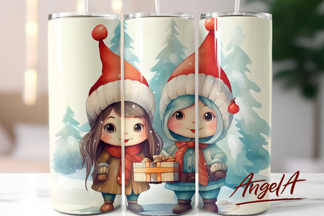 Christmas tumbler wrap / christmas gnomes PNG sublimation Sublimation Angelina Semenova 