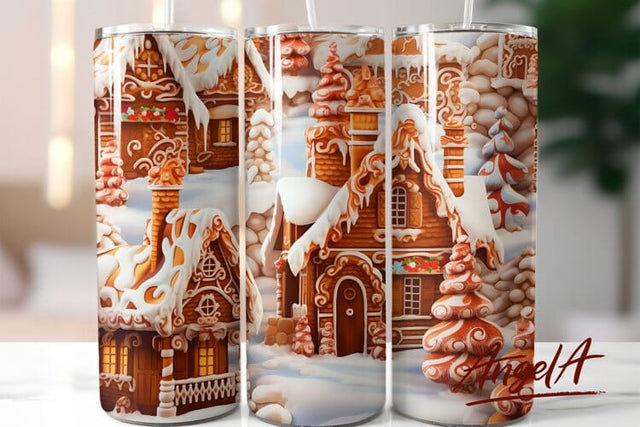 Christmas tumbler wrap / Christmas house / winter tumbler Sublimation Angelina Semenova 