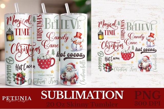 Christmas Tumbler Wrap | Christmas Sublimation PNG Sublimation Petunia Digital Design 