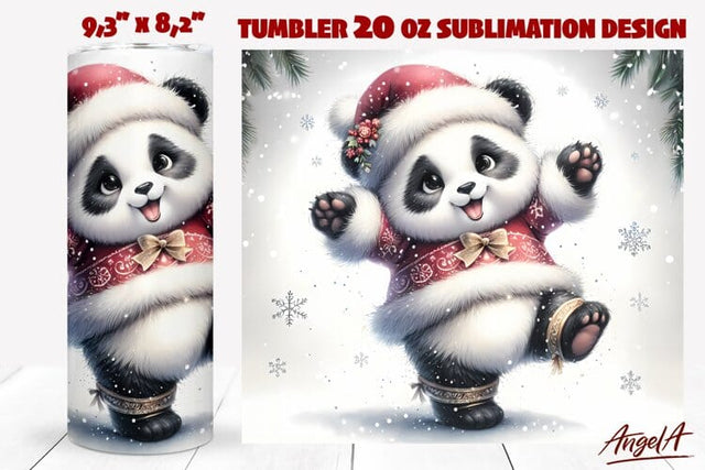 Christmas tumbler wrap, Cute panda bear, funny animal Sublimation Angelina Semenova 