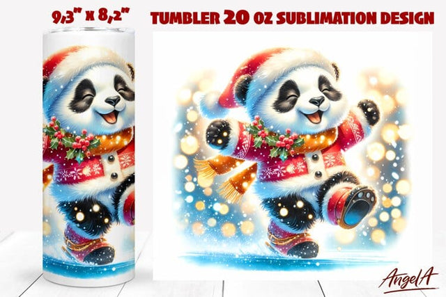 Christmas tumbler wrap, dancing panda bear tumbler wrap PNG Sublimation Angelina Semenova 