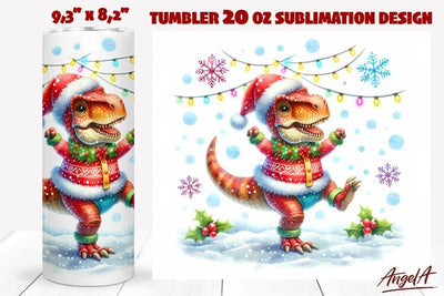 Christmas tumbler wrap, dinosaur tumbler wrap, funny animal Sublimation Angelina Semenova 