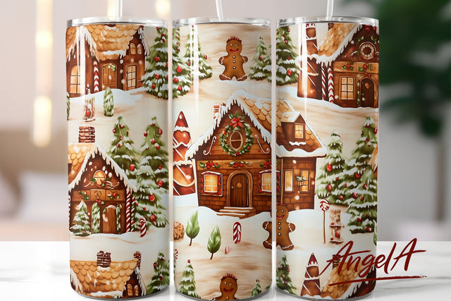 Christmas tumbler wrap, Gingerbread house Sublimation Angelina Semenova 