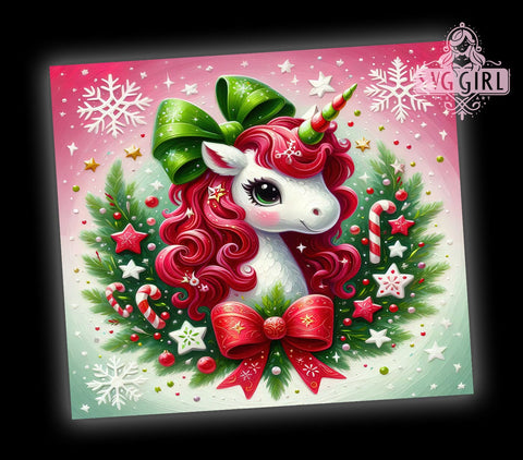 Christmas Tumbler Wrap, Glitter Unicorn, Unicorn Gift for Kids, 20oz Christmas Tumbler, Unicorn PNG, Sublimation Tumbler, Holiday Drinkware, Kids Christmas Gift Sublimation SvggirlplusArt 