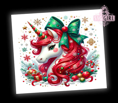 Christmas Tumbler Wrap, Glitter Unicorn, Unicorn Gift for Kids, 20oz Christmas Tumbler, Unicorn PNG, Sublimation Tumbler, Holiday Drinkware, Kids Christmas Gift Sublimation SvggirlplusArt 