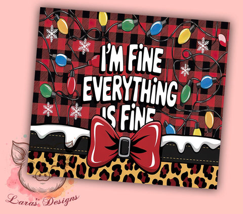 Christmas Tumbler Wrap, Leopard Print Bow Design, I'm Fine Tumbler, Holiday Sublimation, 20oz Tumbler, Christmas Lights Design, Digital Tumbler Wrap Sublimation Lara' s Designs 