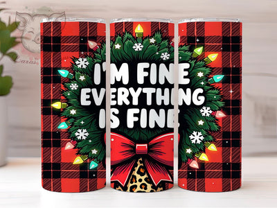 Christmas Tumbler Wrap, Leopard Print Bow Design, I'm Fine Tumbler, Holiday Sublimation, 20oz Tumbler, Christmas Lights Design, Digital Tumbler Wrap Sublimation Lara' s Designs 