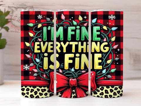 Christmas Tumbler Wrap, Leopard Print Bow Design, I'm Fine Tumbler, Holiday Sublimation, 20oz Tumbler, Christmas Lights Design, Digital Tumbler Wrap Sublimation Lara' s Designs 