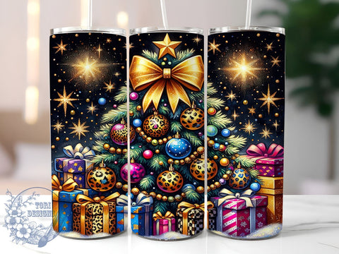 Christmas Tumbler Wrap, Leopard Print Design, Christmas Tree Tumbler, Holiday Drinkware, Festive Sublimation, Trendy Christmas Gift, Cute Holiday Decor, Personalized Tumbler Sublimation ToriDesigns 