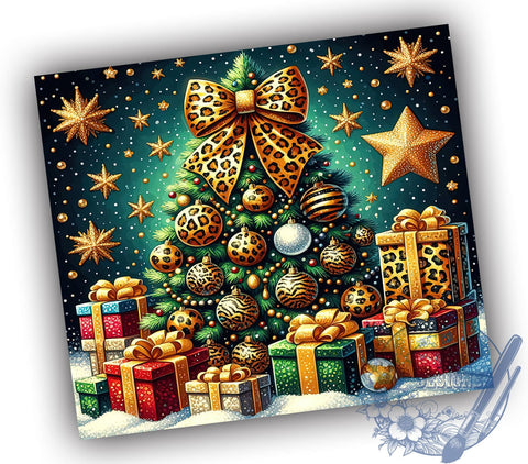 Christmas Tumbler Wrap, Leopard Print Design, Christmas Tree Tumbler, Holiday Drinkware, Festive Sublimation, Trendy Christmas Gift, Cute Holiday Decor, Personalized Tumbler Sublimation ToriDesigns 