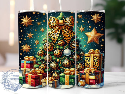 Christmas Tumbler Wrap, Leopard Print Design, Christmas Tree Tumbler, Holiday Drinkware, Festive Sublimation, Trendy Christmas Gift, Cute Holiday Decor, Personalized Tumbler Sublimation ToriDesigns 