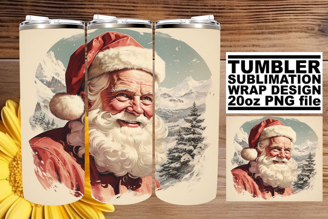Christmas Tumbler Wrap - Retro Watercolor Holiday Design 20oz Sublimation afrosvg 