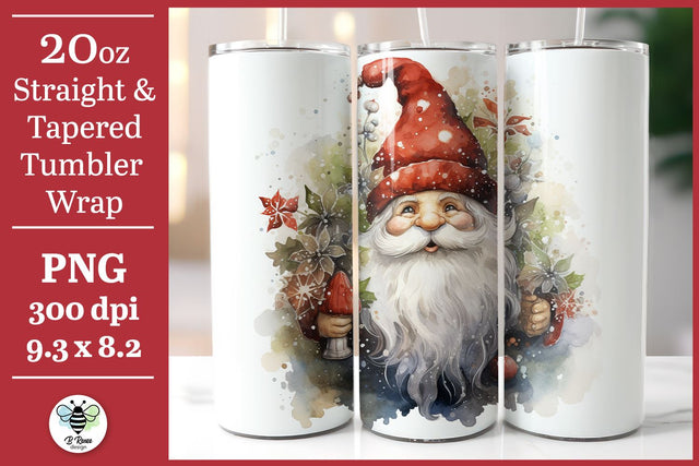 Christmas Tumbler Wrap | Santa Gnome Sublimation PNG Sublimation B Renee Design 