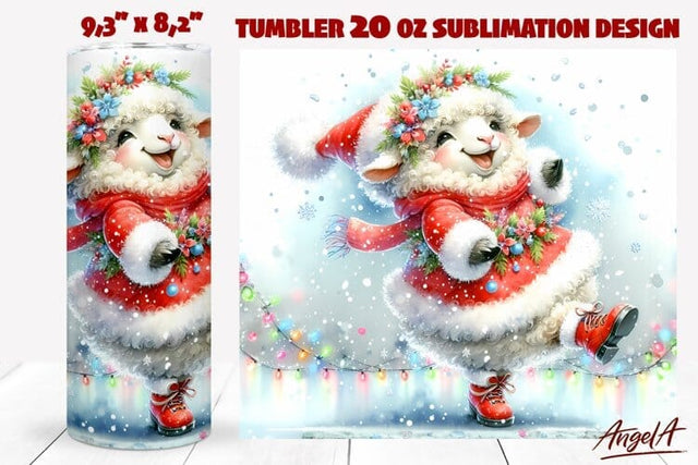 Christmas tumbler wrap, sheep tumbler, funny farm animals Sublimation Angelina Semenova 