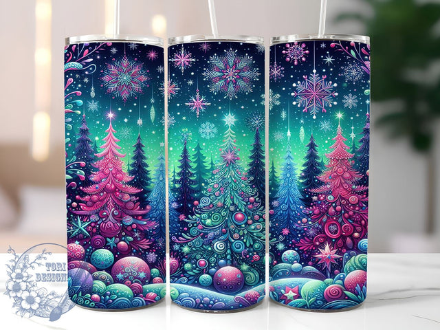 Christmas Tumbler Wrap, Snowflake Design Tumbler, Christmas Tree Tumbler, 20oz Sublimation Wrap, Digital Download Tumbler, Holiday Drinkware, Unique Christmas Art, Festive Snowflakes Design Sublimation ToriDesigns 