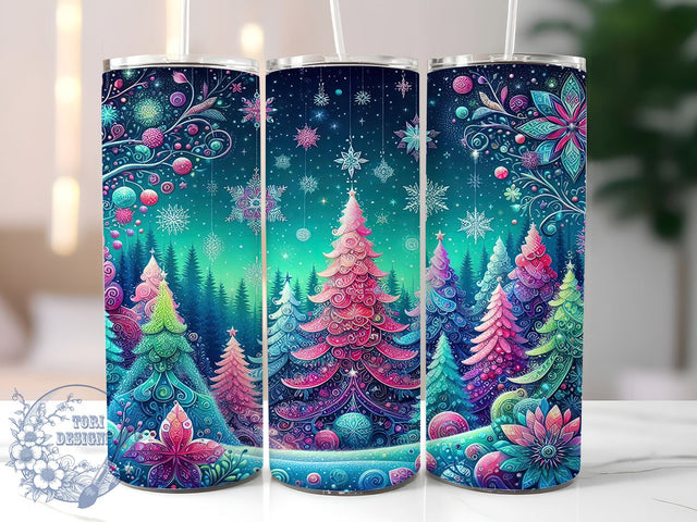 Christmas Tumbler Wrap, Snowflake Design Tumbler, Christmas Tree Tumbler, 20oz Sublimation Wrap, Digital Download Tumbler, Holiday Drinkware, Unique Christmas Art, Festive Snowflakes Design Sublimation ToriDesigns 