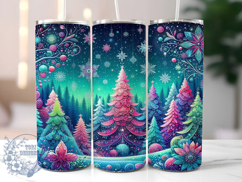 Christmas Tumbler Wrap, Snowflake Design Tumbler, Christmas Tree Tumbler, 20oz Sublimation Wrap, Digital Download Tumbler, Holiday Drinkware, Unique Christmas Art, Festive Snowflakes Design Sublimation ToriDesigns 