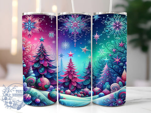 Christmas Tumbler Wrap, Snowflake Design Tumbler, Christmas Tree Tumbler, 20oz Sublimation Wrap, Digital Download Tumbler, Holiday Drinkware, Unique Christmas Art, Festive Snowflakes Design Sublimation ToriDesigns 
