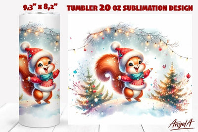 Christmas tumbler wrap, squirrel tumbler wrap, winter animal Sublimation Angelina Semenova 