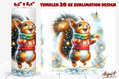 Christmas tumbler wrap, squirrel tumbler wrap, winter animal Sublimation Angelina Semenova 