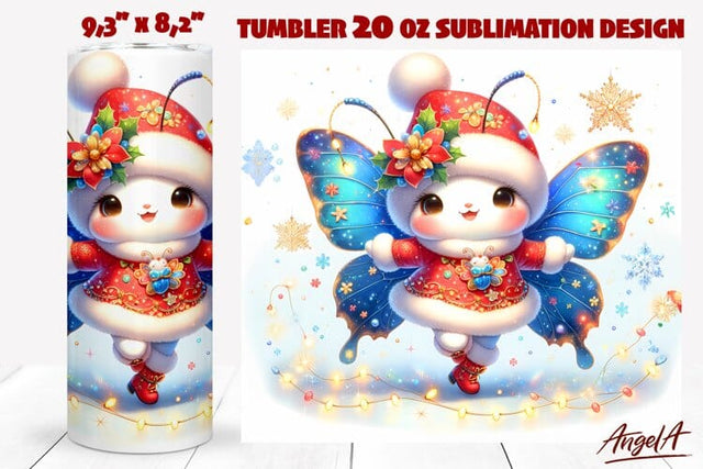 Christmas tumbler wrap sublimation, dancing cute butterfly Sublimation Angelina Semenova 