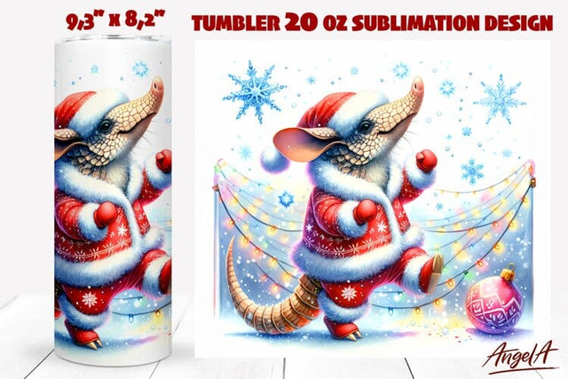 Christmas tumbler wrap sublimation, funny animal, armadillo Sublimation Angelina Semenova 