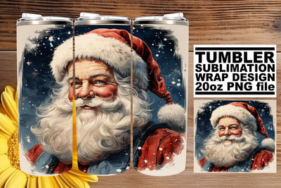 Christmas Tumbler Wrap Sublimation - Watercolor Retro Pattern 20oz Sublimation afrosvg 