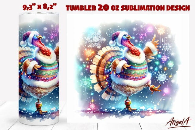 Christmas tumbler wrap, turkey illustrations, funny bird Sublimation Angelina Semenova 