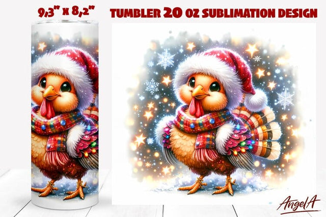 Christmas tumbler wrap, turkey illustrations, funny bird Sublimation Angelina Semenova 