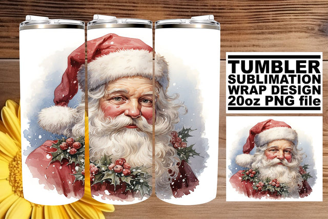 Christmas Tumbler Wrap - Watercolor Retro Holiday Design Sublimation afrosvg 