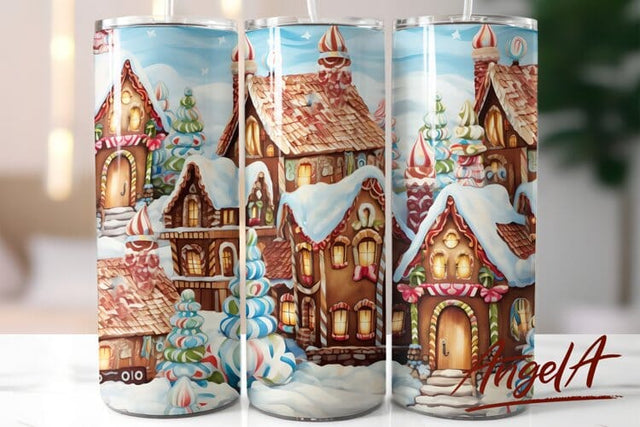 Christmas Tumbler wrap Winter Wonderland, Gingerbread house Sublimation Angelina Semenova 