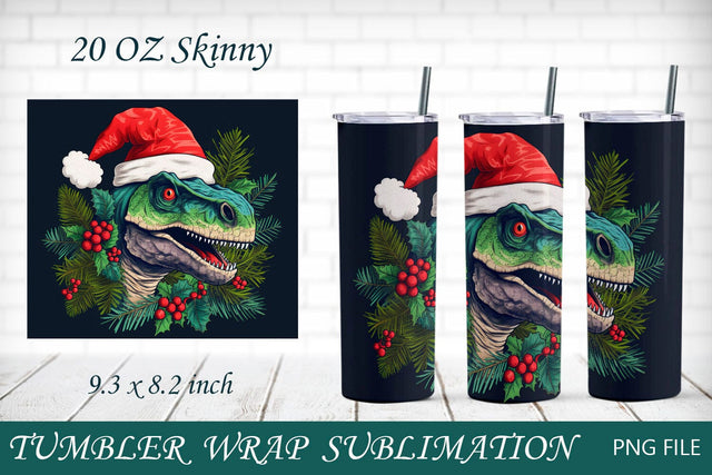 Christmas tumbler wrap with dinosaur png, Funny christmas 20oz sublimation Sublimation AnastasiyaArtDesign 