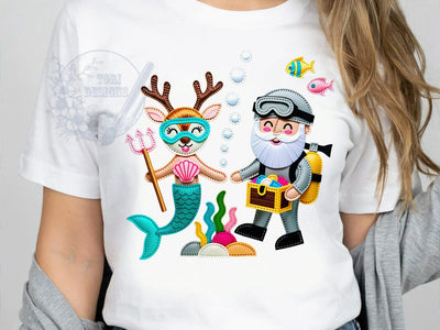 Christmas Undersea Ocean T-Shirt PNG, Undersea Ocean, Christmas Style, Nautical Vibes, Holiday Fashion, Sublimation PNG, Statement Shirt, Festive Apparel Sublimation ToriDesigns 